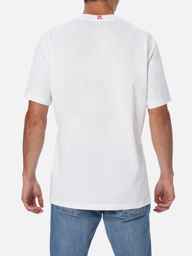 Mc2 Saint Barth T-shirt uomo in cotone con stampa piazzata St. Barth Padel Club Ultimi due giorni