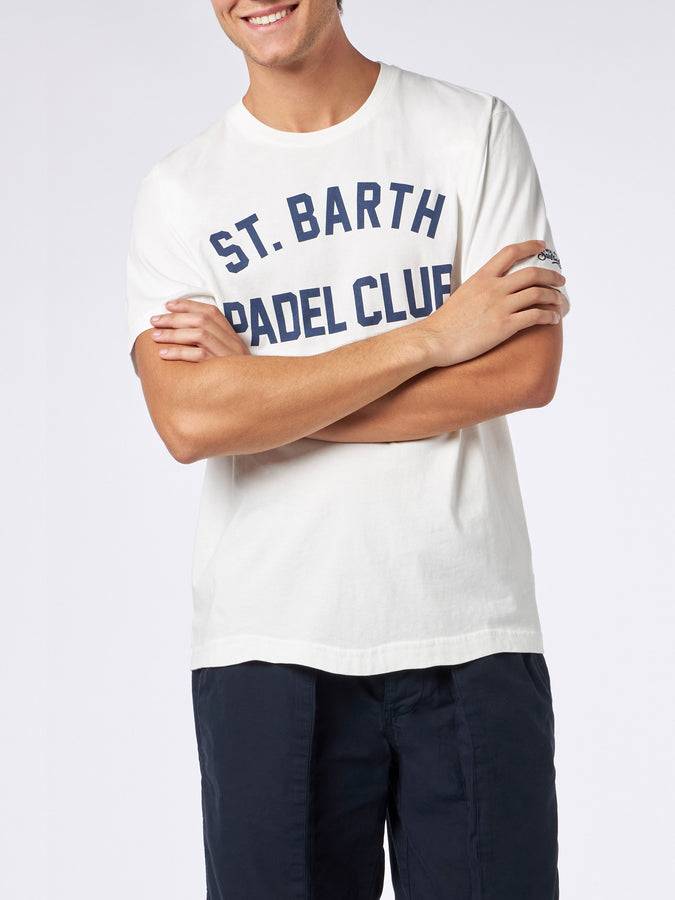 Mc2 Saint Barth T-shirt da uomo in cotone pesante con stampa St. Barth Padel Club Promozione temporanea