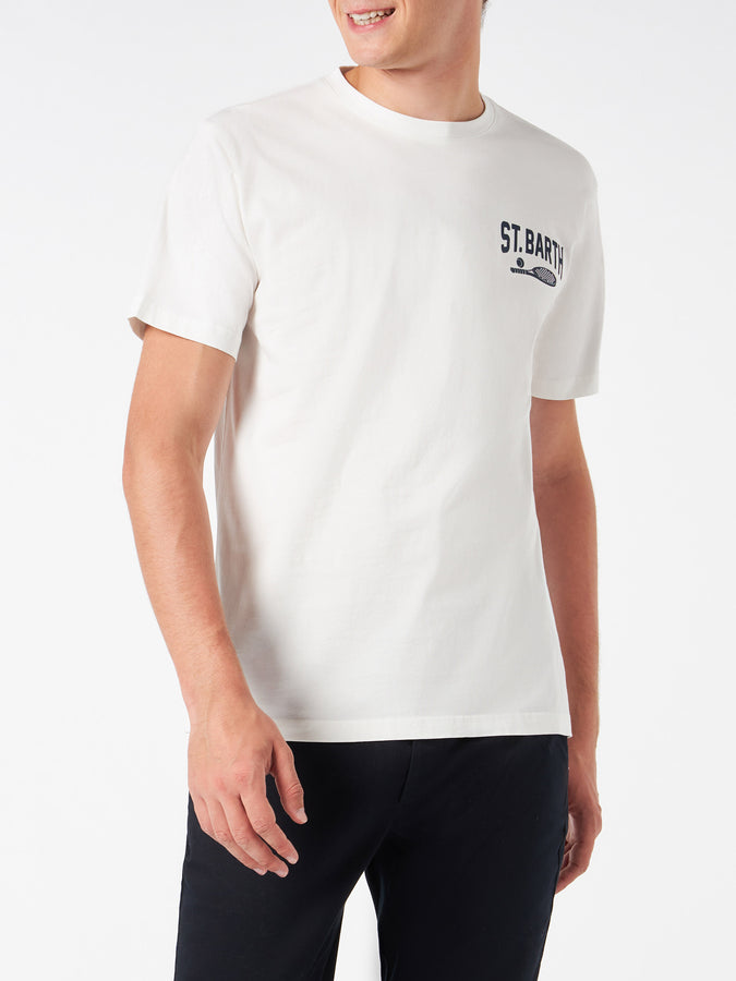 Mc2 Saint Barth T-shirt da uomo in cotone pesante con stampa Padel Fino al 50% di sconto