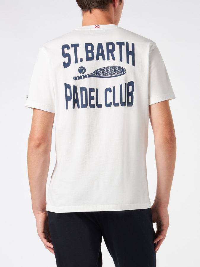 Mc2 Saint Barth T-shirt da uomo in cotone pesante con stampa Padel Fino al 50% di sconto