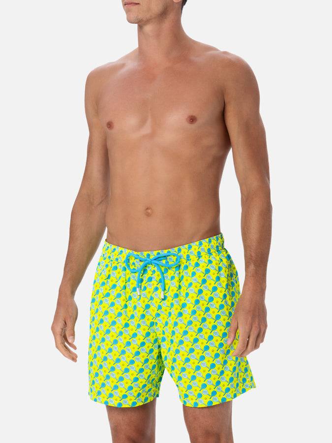 Mc2 Saint Barth Man lightweight fabric swim-shorts Lighting Micro Fantasy with padel print Super sconto