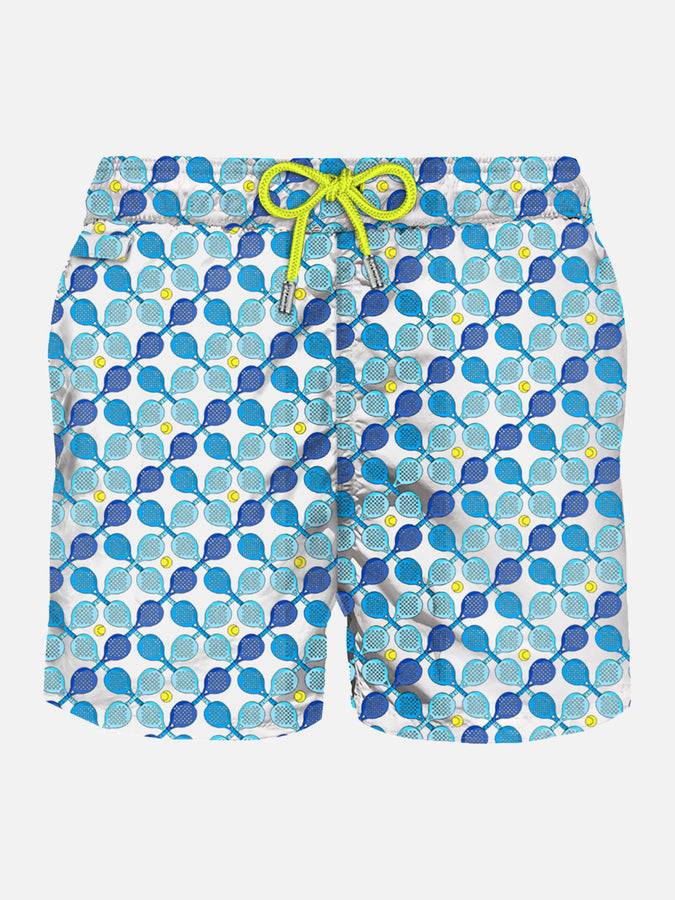 Mc2 Saint Barth Costume da bagno da uomo in tessuto leggero con stampa racchette padel In vendita