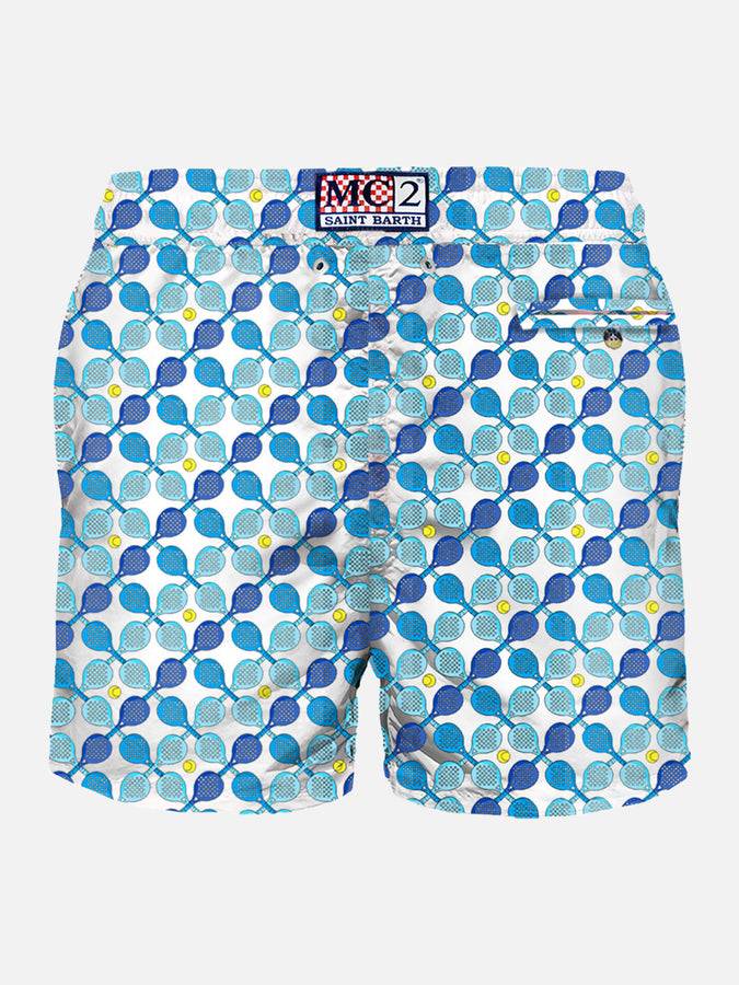 Mc2 Saint Barth Costume da bagno da uomo in tessuto leggero con stampa racchette padel In vendita