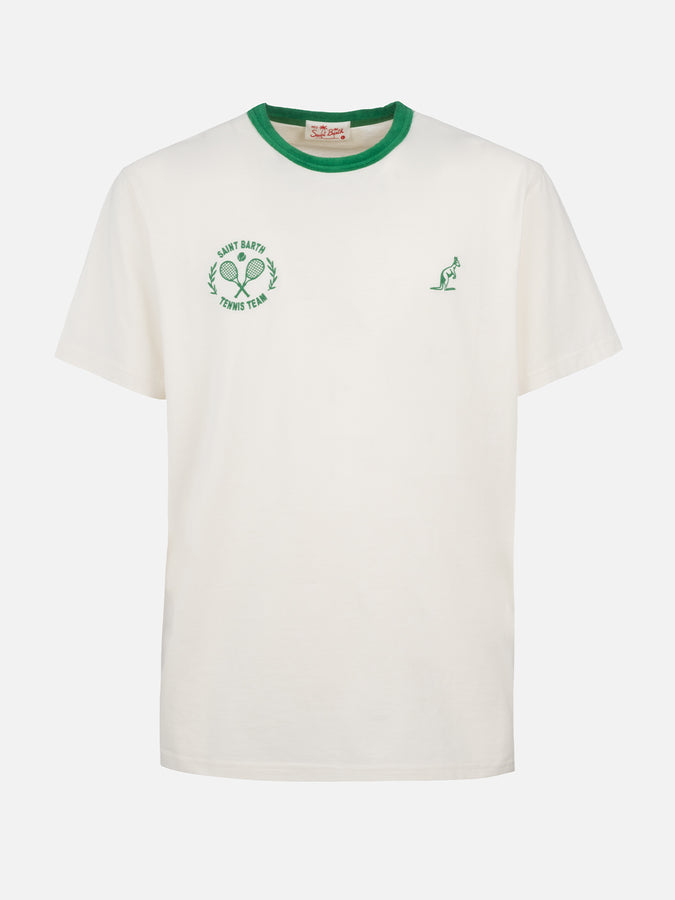 Mc2 Saint Barth T-shirt uomo bianca in cotone Dover con ricamo Australian | AUSTRALIAN BRAND SPECIAL EDITION 50% di sconto per tempo limitato
