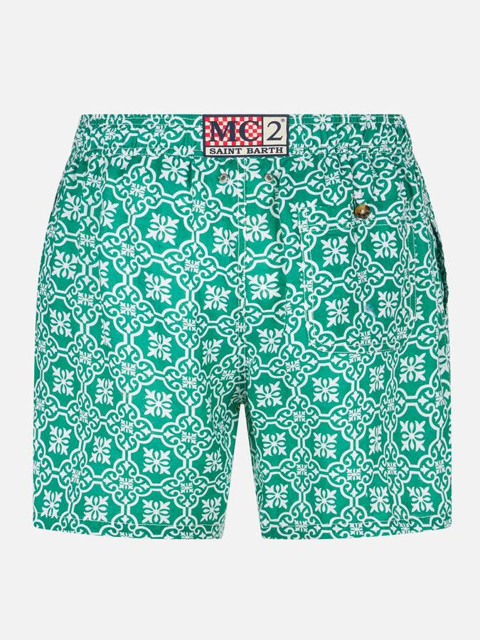 Mc2 Saint Barth Costume da bagno da uomo in lino con stampa fantasia Vendita