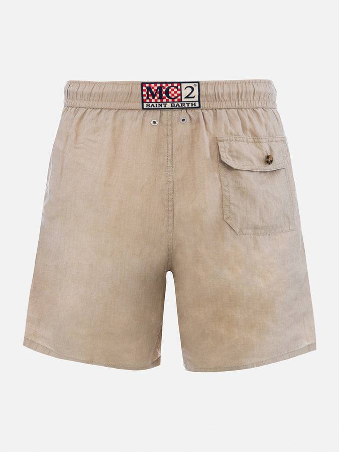 Mc2 Saint Barth Costume da bagno uomo media lunghezza Gustavia in lino beige Promozione