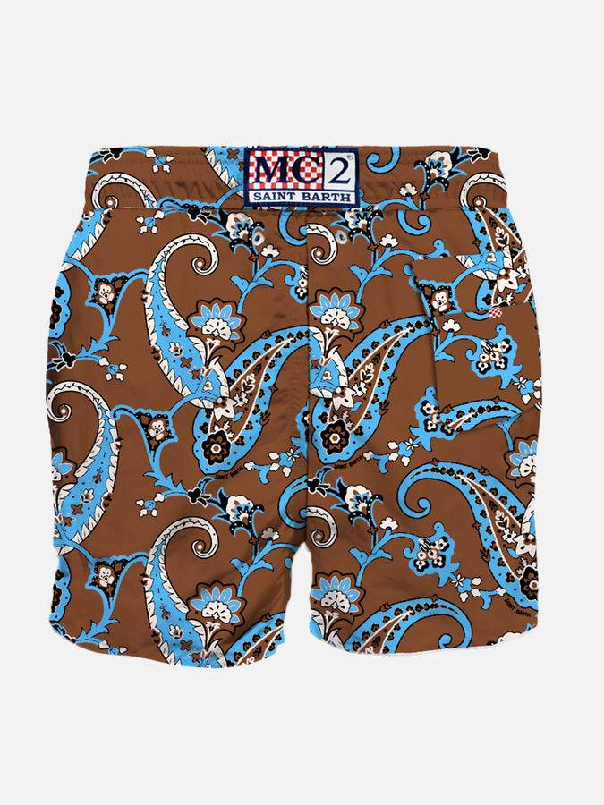 Mc2 Saint Barth Costume da bagno da uomo in lino con stampa paisley Pezzi Unici