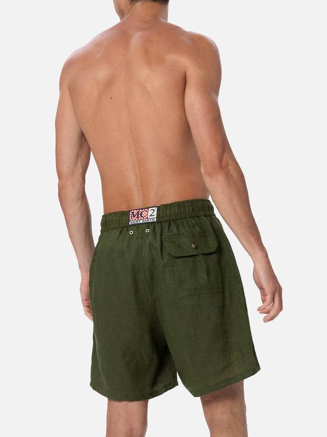 Mc2 Saint Barth Costume da uomo medio lungo in lino verde militare Gustavia Fino Al -60%