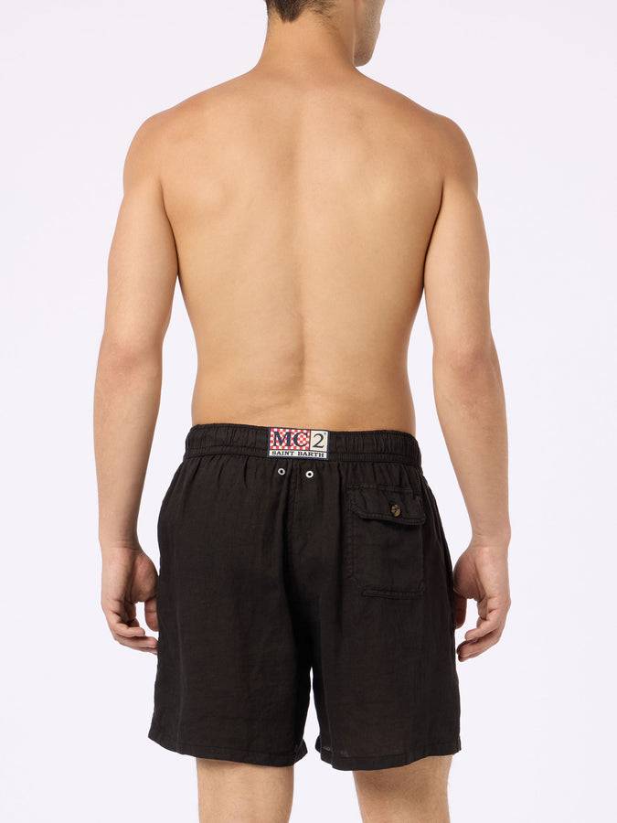 Mc2 Saint Barth Costume da bagno uomo media lunghezza Gustavia in lino nero Shopping Online