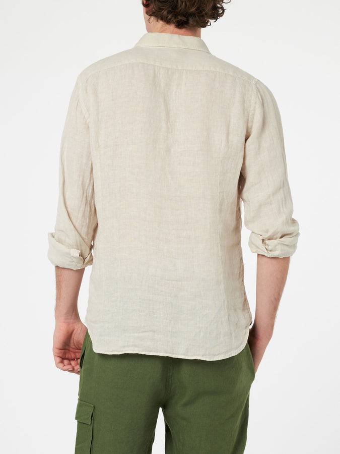Mc2 Saint Barth Camicia da uomo in lino bianco sporco Pamplona Affare Del Giorno
