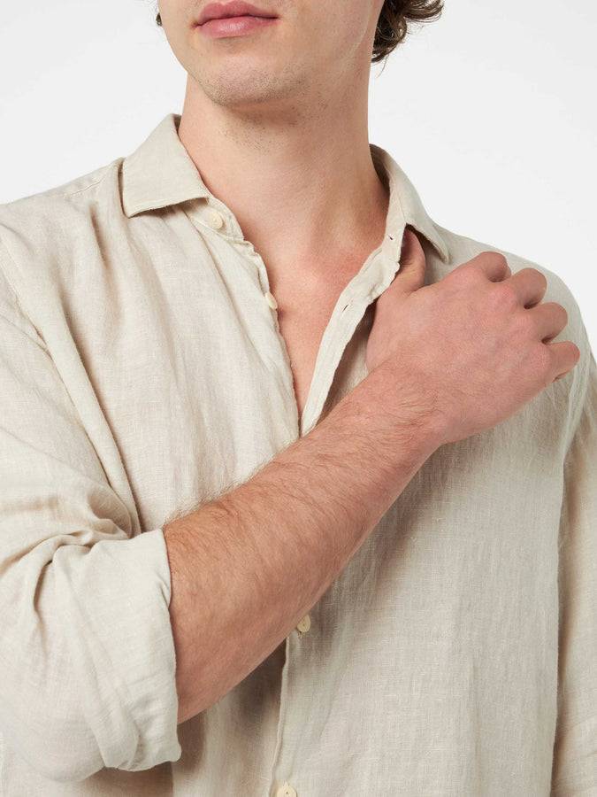 Mc2 Saint Barth Camicia da uomo in lino bianco sporco Pamplona Affare Del Giorno