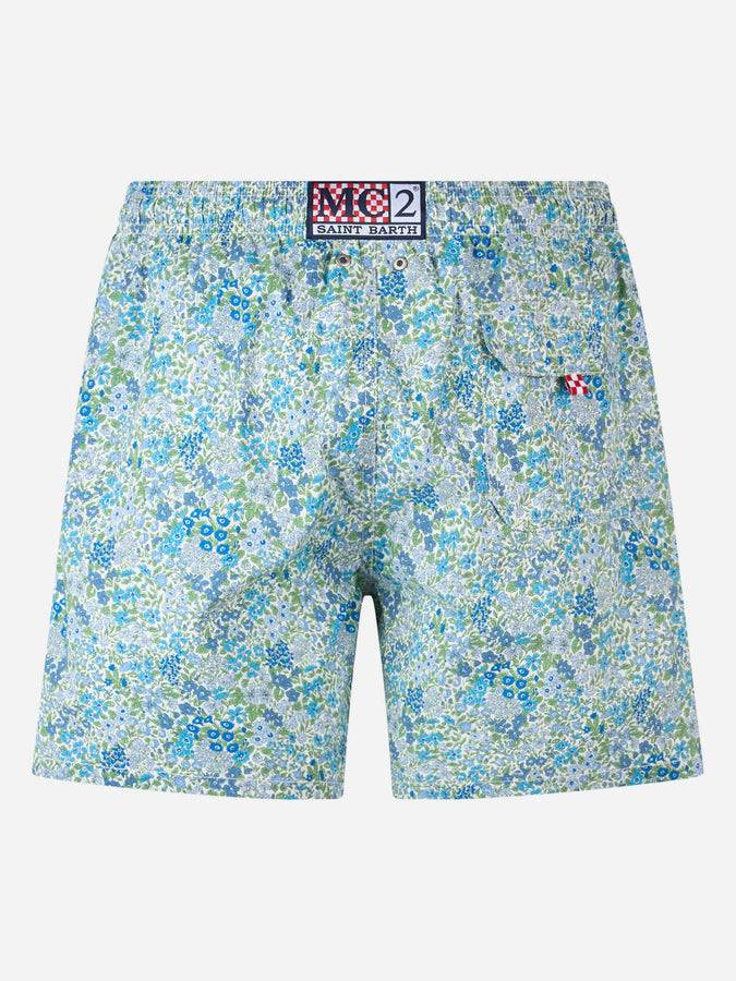 Mc2 Saint Barth Joanna Luise print mid-length swim shorts| MADE WITH LIBERTY FABRIC Convenienza