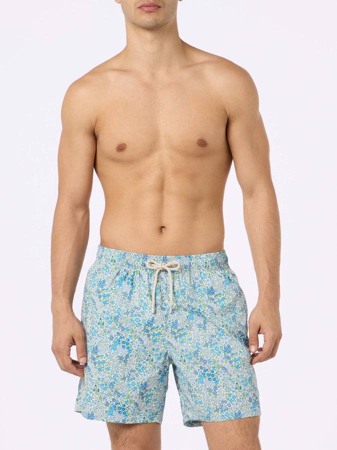 Mc2 Saint Barth Joanna Luise print mid-length swim shorts| MADE WITH LIBERTY FABRIC Convenienza