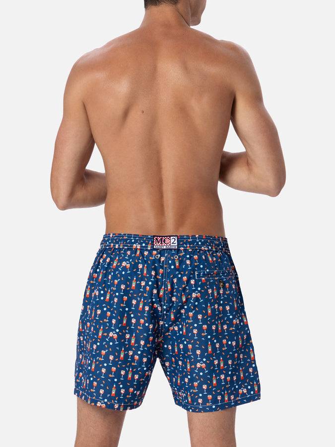 Mc2 Saint Barth Man lightweight fabric swim-shorts Lighting Micro Fantasy with Aperol Spritz print | APEROL SPECIAL EDITION Online