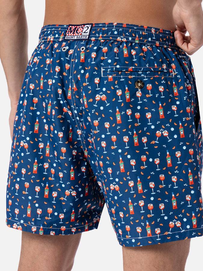 Mc2 Saint Barth Man lightweight fabric swim-shorts Lighting Micro Fantasy with Aperol Spritz print | APEROL SPECIAL EDITION Online