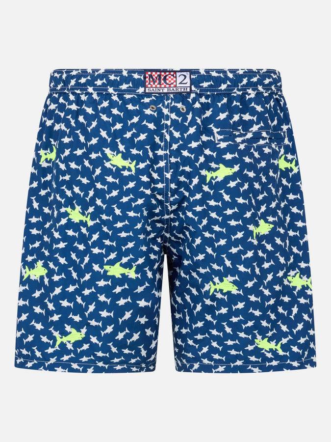 Mc2 Saint Barth Costume da bagno da uomo in tessuto leggero Illuminazione con ricamo squali Hotsell