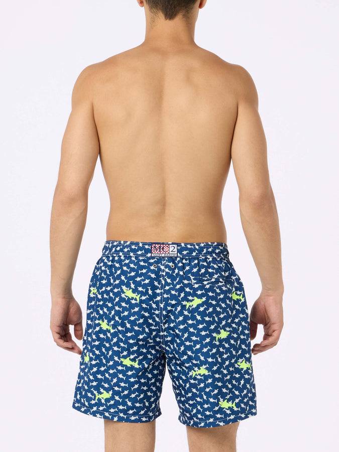 Mc2 Saint Barth Costume da bagno da uomo in tessuto leggero Illuminazione con ricamo squali Hotsell