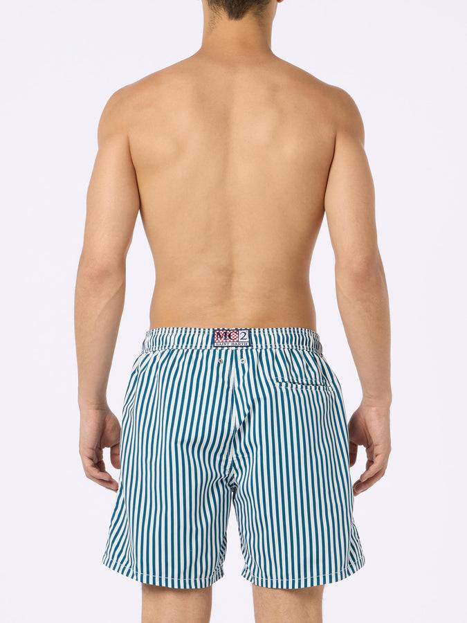 Mc2 Saint Barth Boxer mare uomo Gustavia lunghezza media a righe con ricamo Portofino Gin | PORTOFINO GIN EDIZIONE SPECIALE Negozio online di fabbrica