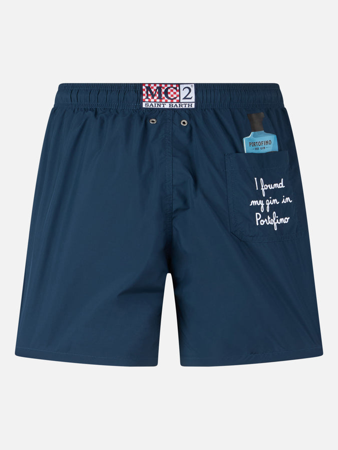 Mc2 Saint Barth Boxer mare uomo Gustavia lunghezza media con ricamo Portofino Gin | PORTOFINO GIN EDIZIONE SPECIALE Prezzo di fabbrica