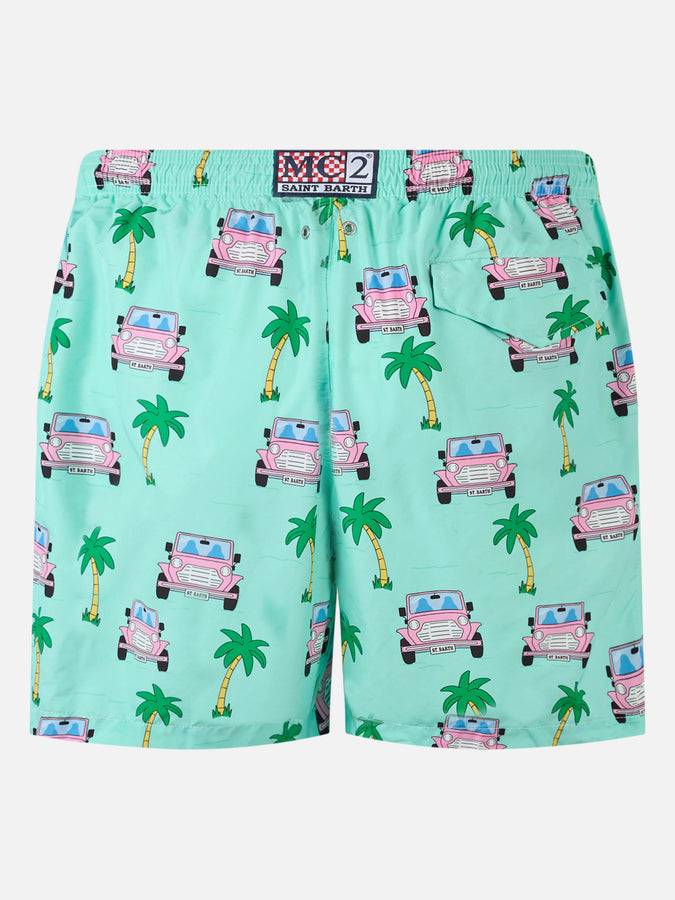 Mc2 Saint Barth Man lightweight fabric swim-shorts Lighting with off-road car print Flash Sale