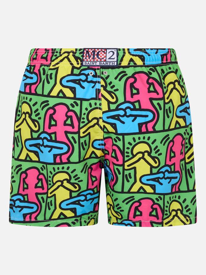 Mc2 Saint Barth Costume da bagno uomo Gustavia lunghezza media con stampa piazzata disegno Keith Haring| KEITH HARING EDIZIONE SPECIALE Cyber Monday