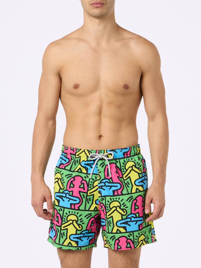Mc2 Saint Barth Costume da bagno uomo Gustavia lunghezza media con stampa piazzata disegno Keith Haring| KEITH HARING EDIZIONE SPECIALE Cyber Monday