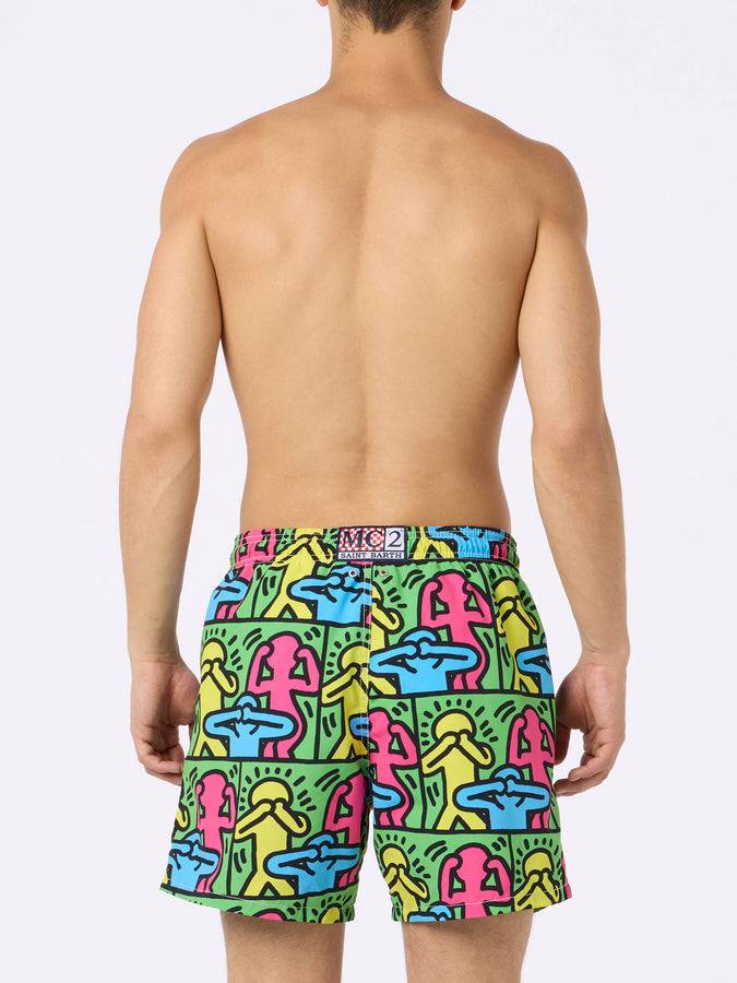 Mc2 Saint Barth Costume da bagno uomo Gustavia lunghezza media con stampa piazzata disegno Keith Haring| KEITH HARING EDIZIONE SPECIALE Cyber Monday