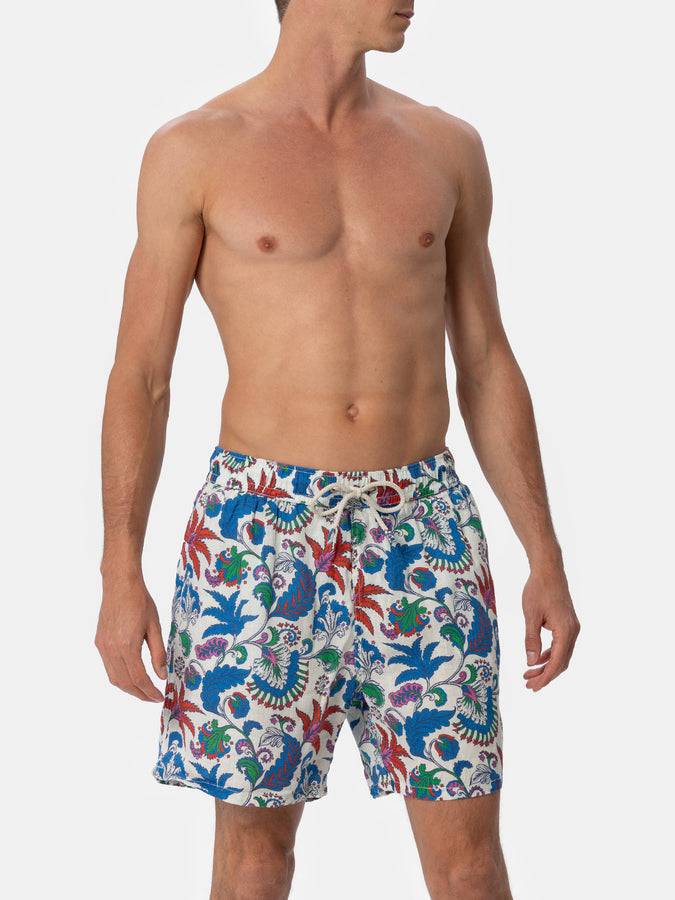Mc2 Saint Barth Costume da bagno da uomo lunghezza media Gustavia in lino con stampa fiori Offerta Giorno del Papà
