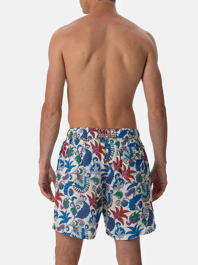 Mc2 Saint Barth Costume da bagno da uomo lunghezza media Gustavia in lino con stampa fiori Offerta Giorno del Papà