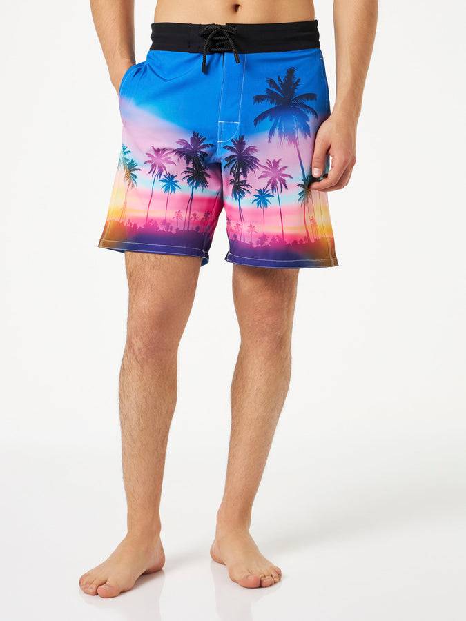 Mc2 Saint Barth Costume da bagno da uomo surf comfort ed stretch con stampa palme Offerta Anniversario