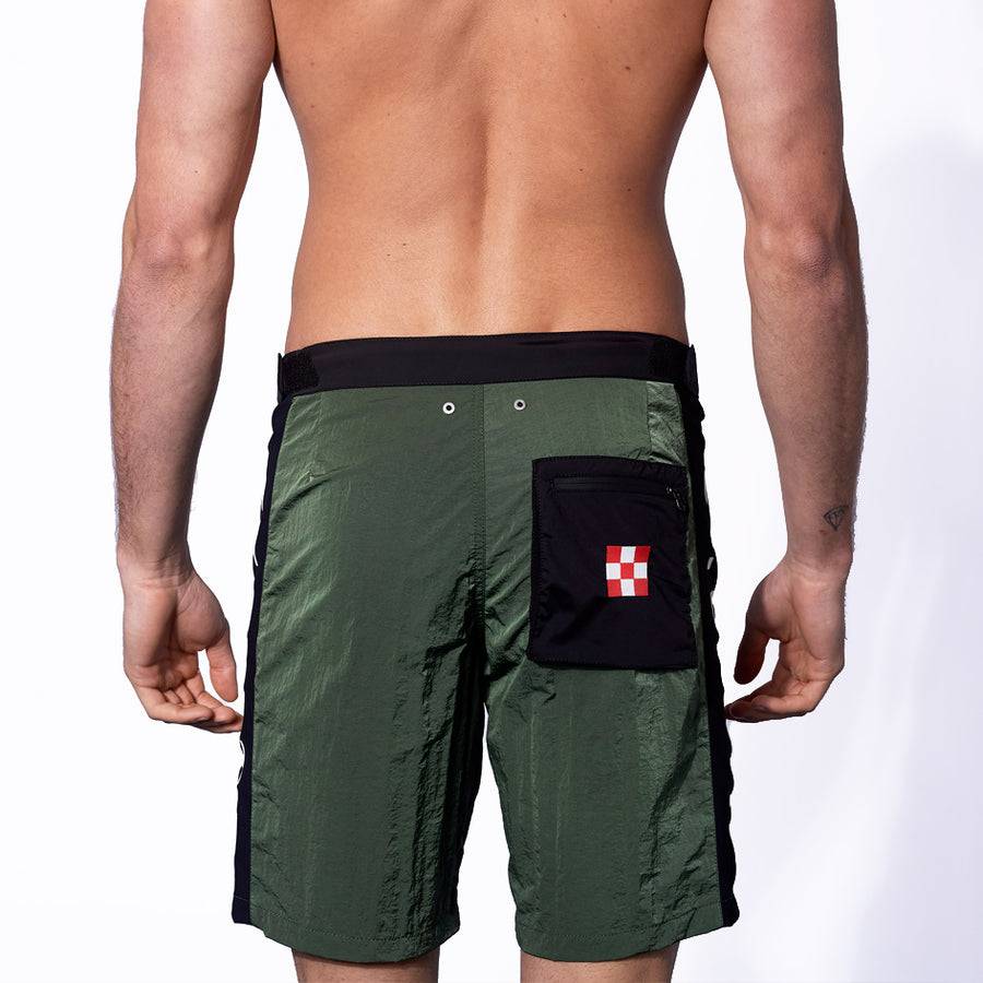 Mc2 Saint Barth Costume da bagno verde militare con banda laterale in contrasto Enormi risparmi