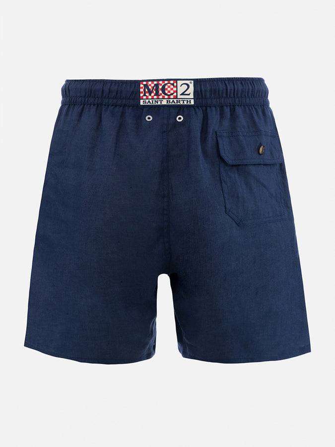 Mc2 Saint Barth Costume da uomo medio lungo in lino blu navy Gustavia Latest stili