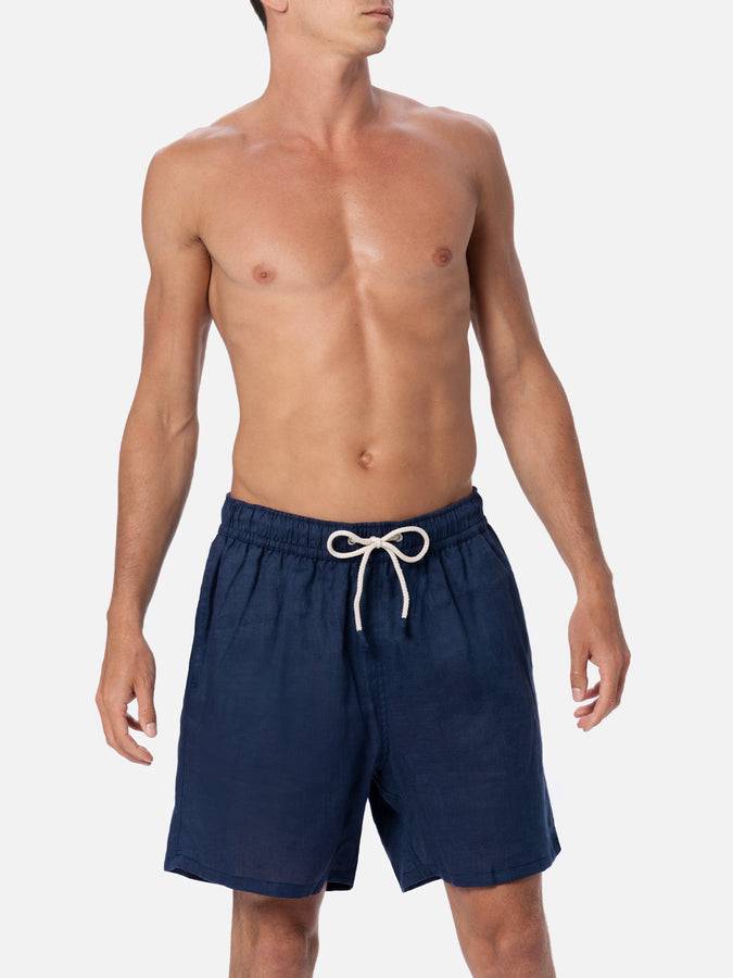 Mc2 Saint Barth Costume da uomo medio lungo in lino blu navy Gustavia Latest stili