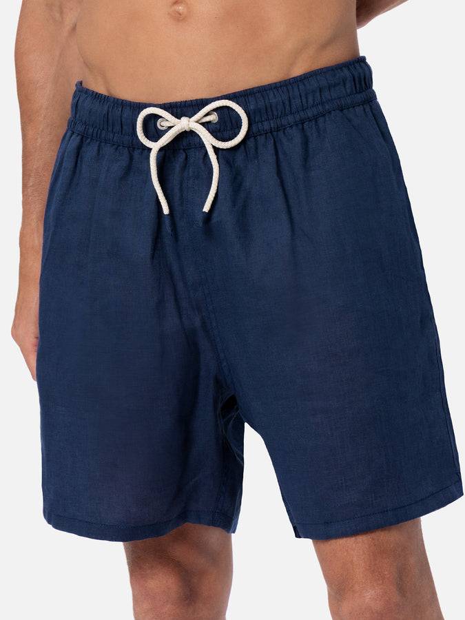 Mc2 Saint Barth Costume da uomo medio lungo in lino blu navy Gustavia Latest stili