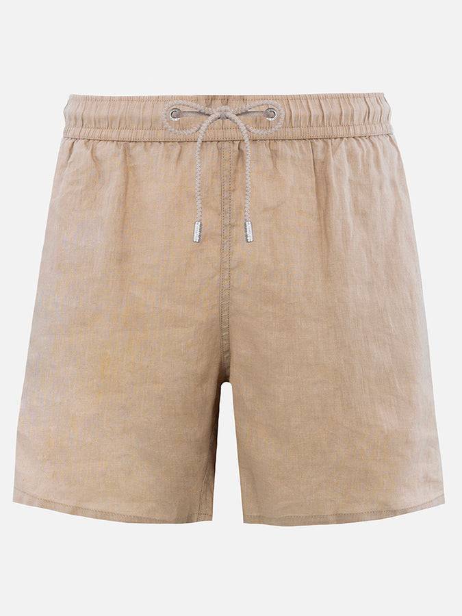Mc2 Saint Barth Costume da bagno uomo media lunghezza Gustavia in lino beige Ultimi due giorni