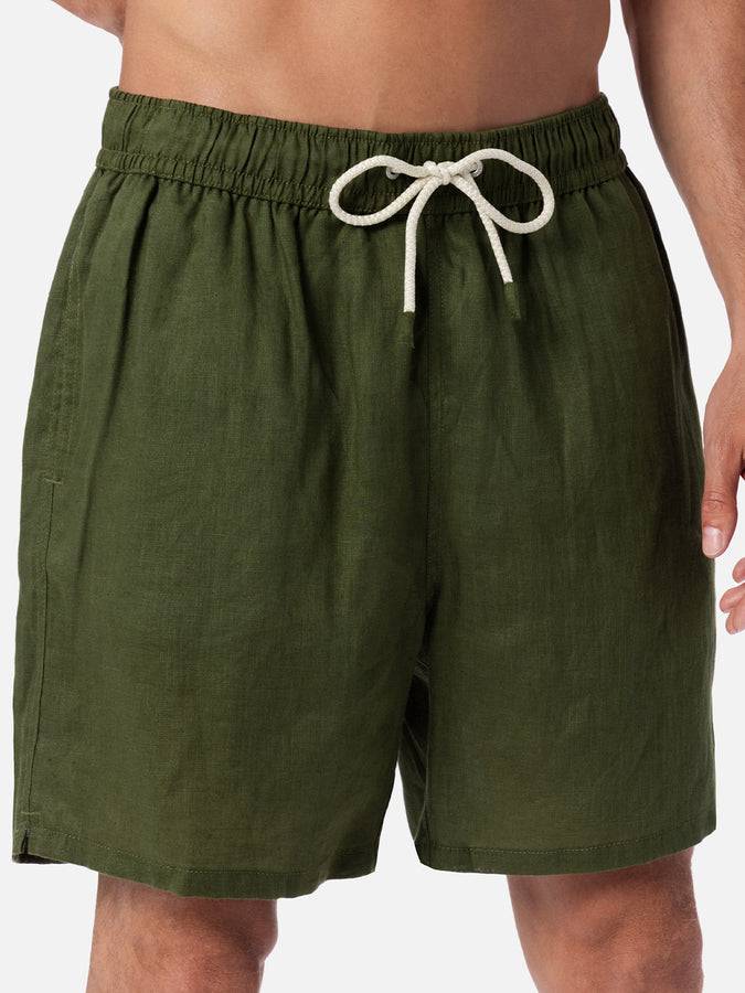 Mc2 Saint Barth Costume da uomo medio lungo in lino verde militare Gustavia Ultimo giorno