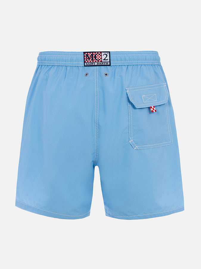 Mc2 Saint Barth Shorts da bagno uomo di media lunghezza colore celeste Patmos Discount Store per i nuovi prodotti