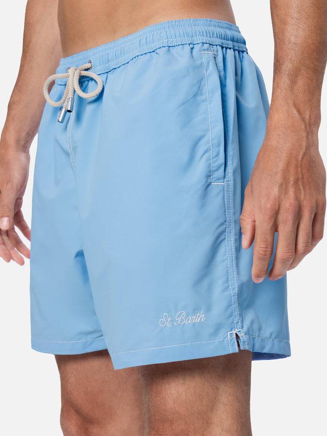 Mc2 Saint Barth Shorts da bagno uomo di media lunghezza colore celeste Patmos Discount Store per i nuovi prodotti