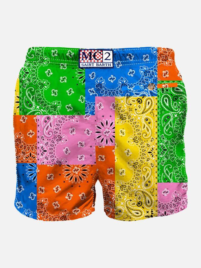 Mc2 Saint Barth Costume da bagno da uomo con stampa bandana multicolore Pezzi Unici
