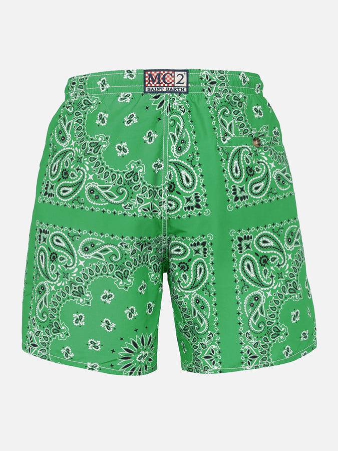 Mc2 Saint Barth Costume da bagno da uomo con stampa bandana verde Consegna Veloce