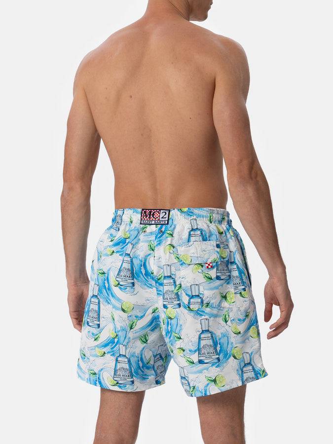 Mc2 Saint Barth Costume da bagno da uomo Gustavia lunghezza media a righe con stampa gin | GIN MARE EDIZIONE SPECIALE Sconto