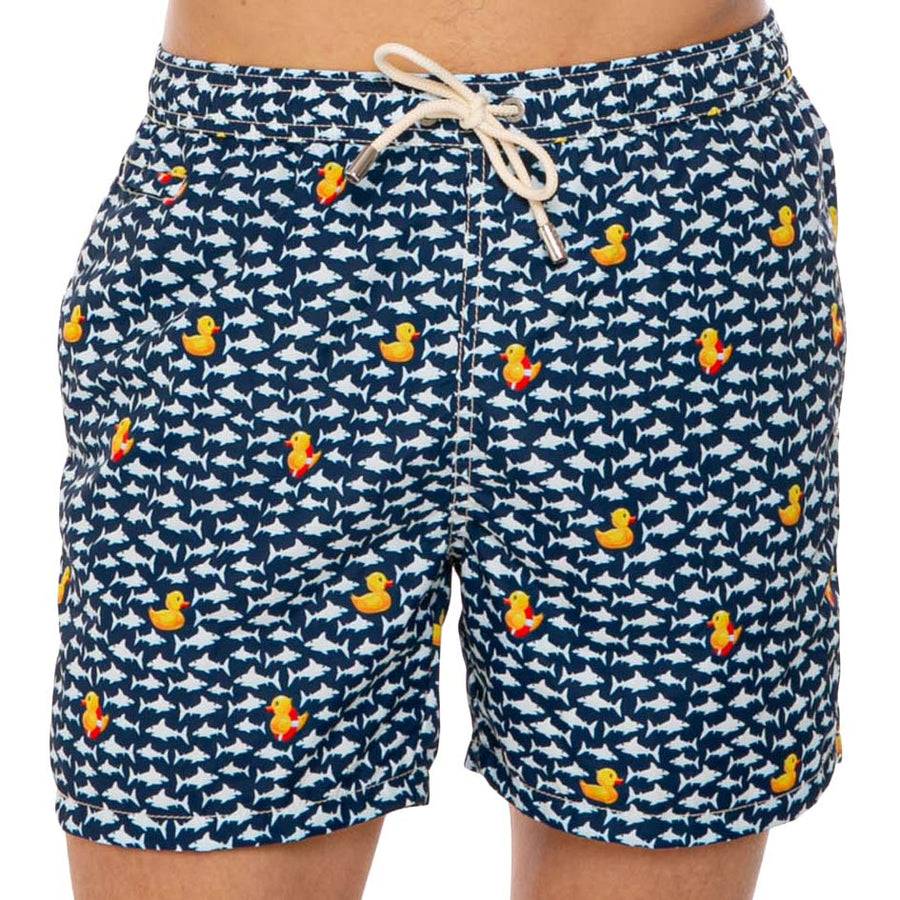Mc2 Saint Barth Costume da bagno da uomo in tessuto leggero stampa papere e squali Outlet