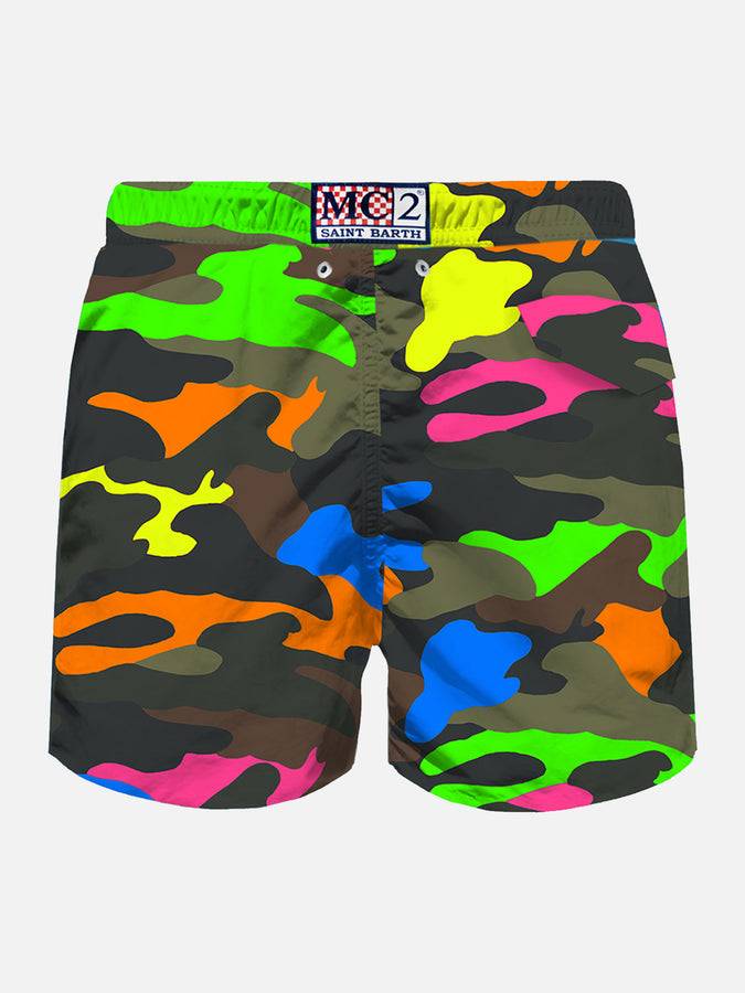 Mc2 Saint Barth Costume da bagno da uomo in tessuto leggero con stampa camouflage fluo Vendita Calda