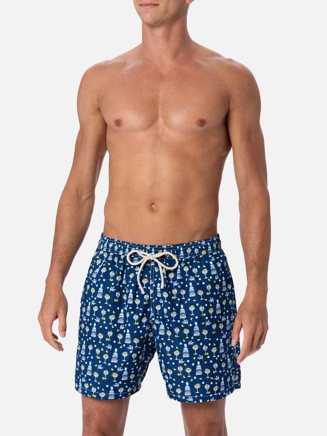 Mc2 Saint Barth Costume da bagno da uomo in tessuto leggero Lighting Micro Fantasy con stampa Gin Mare | GIN MARE EDIZIONE SPECIALE Moda