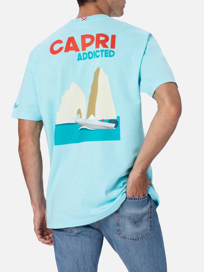 Mc2 Saint Barth T-shirt uomo in cotone con stampa piazzata cartolina Capri Addicted Grande vendita