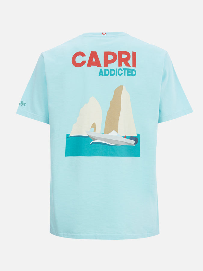 Mc2 Saint Barth T-shirt uomo in cotone con stampa piazzata cartolina Capri Addicted Grande vendita