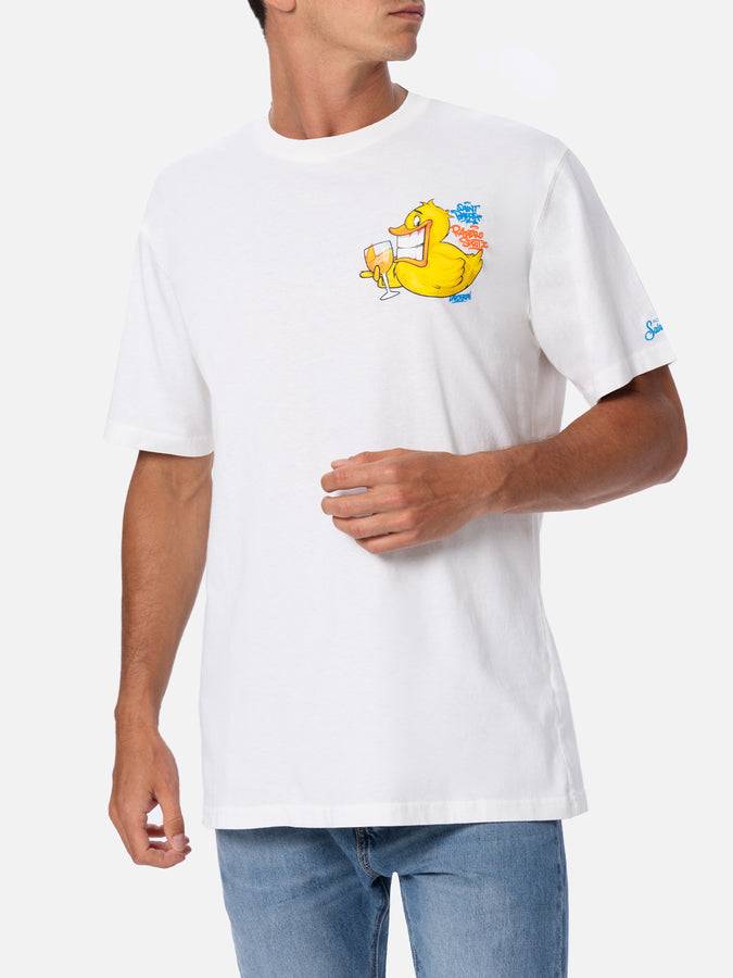 Mc2 Saint Barth T-shirt uomo in cotone con stampa piazzata fronte e retro Cryptopuppets Ducky Aperitif | EDIZIONE SPECIALE CRYPTOPUPPETS Vendite stagionali