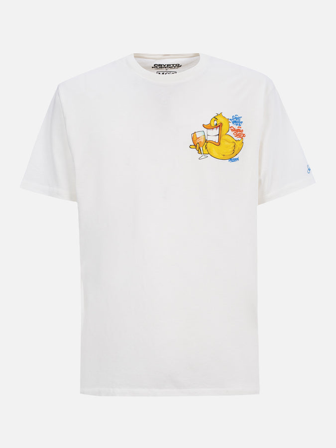 Mc2 Saint Barth T-shirt uomo in cotone con stampa piazzata fronte e retro Cryptopuppets Ducky Aperitif | EDIZIONE SPECIALE CRYPTOPUPPETS Vendite stagionali
