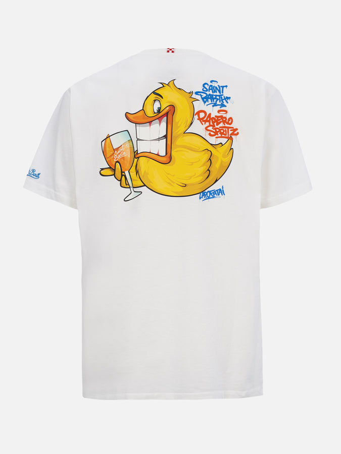 Mc2 Saint Barth T-shirt uomo in cotone con stampa piazzata fronte e retro Cryptopuppets Ducky Aperitif | EDIZIONE SPECIALE CRYPTOPUPPETS Vendite stagionali