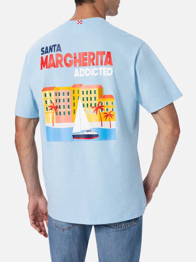 Mc2 Saint Barth T-shirt uomo in cotone con stampa piazzata cartolina Santa Margherita Addicted Offerta San Valentino